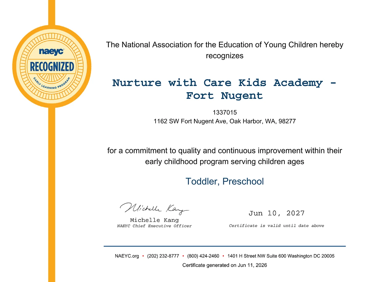 NAEYC Recognition Certificate — NAEYC-Recognized Early Learning Program